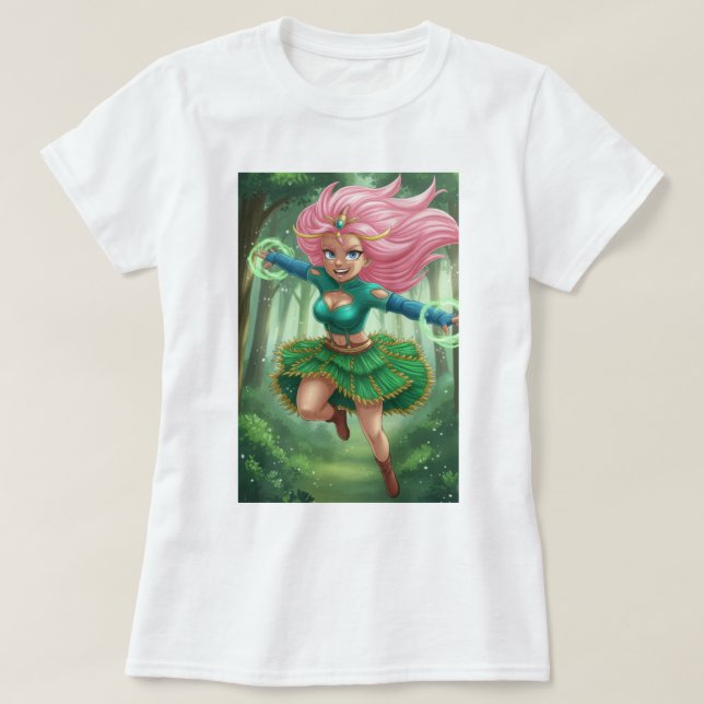 Enchanted Forest Sprint – Anime Fantasy Character  T Shirt (Design framsida)