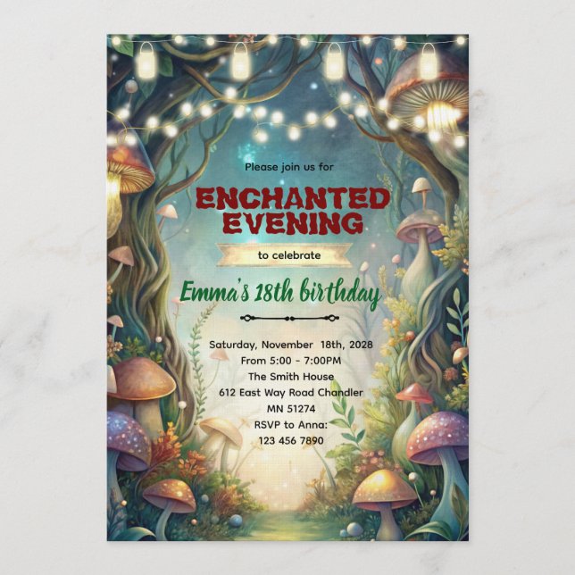 Enchanted Forest Theme Quince invitation Inbjudningar (Framsida)