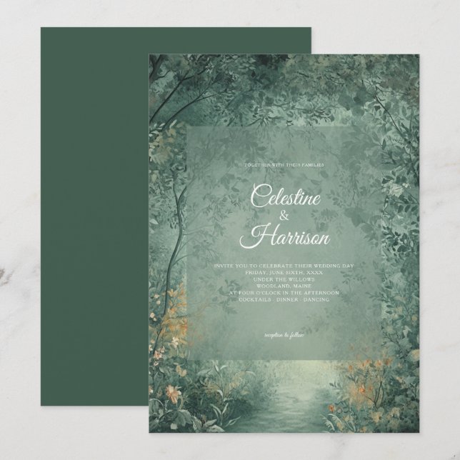 Enchanted Forest Wedding Inbjudningar (Fram/baksida)