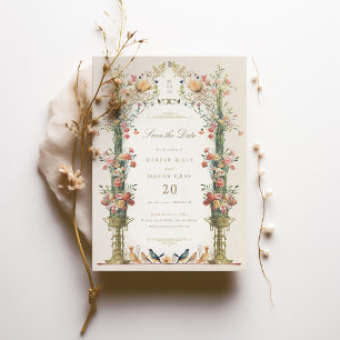 Enchanted Garden Blommigt Bröllop spara datum Inbjudningar