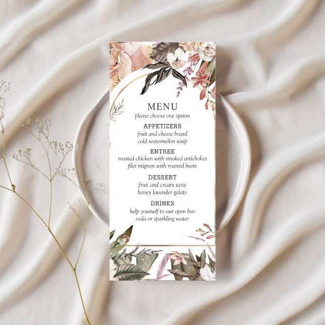 Enchanted Garden Elegant Boho Blommigt Menu Reklamkort (Skapare uppladdad)
