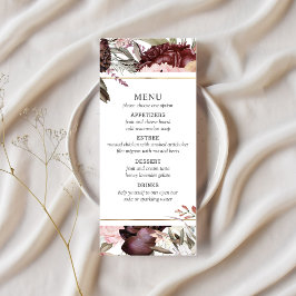 Enchanted Garden Elegant Boho Blommigt Menu Reklamkort