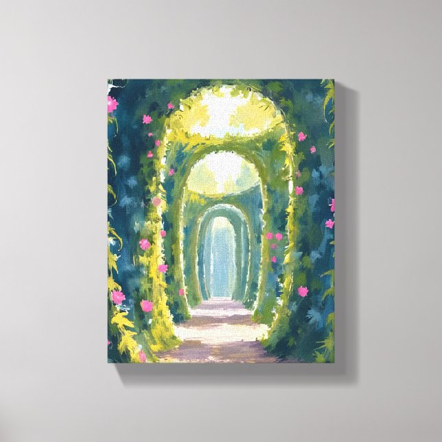 Enchanted Garden | Floral Archway Painting Canvastryck (Framsida)