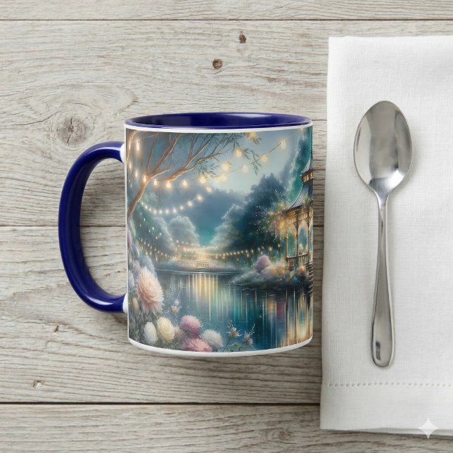 Enchanted Garden Gazebo Twilight Reflection Mugg (Enchanted Garden Gazebo Twilight Reflection Mug On Table)