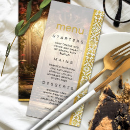 Enchanted Garden Grind Bröllop Menu Inbjudningar