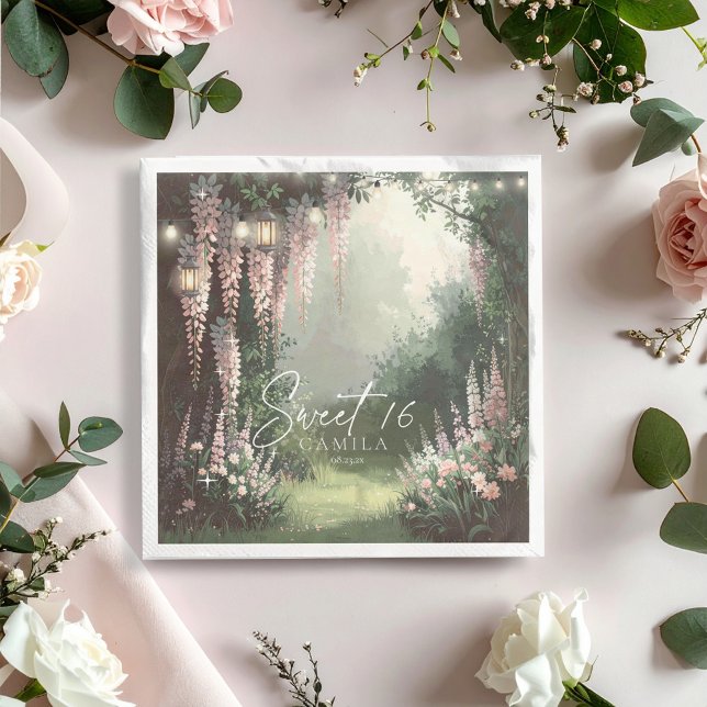 Enchanted Garden Sweet 16 Rosa ID1163 Pappersservett (Skapare uppladdad)