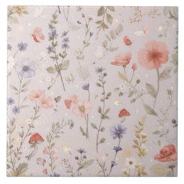 Enchanted Garden Wildflower Butterfly Botanical Kakelplatta