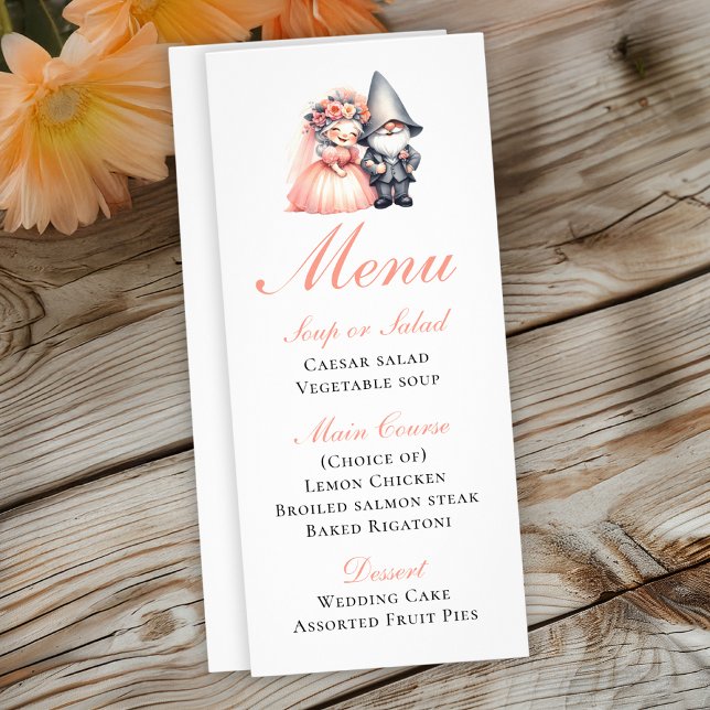 Enchanted Gnome Rustic Summer Garden Wedding Menu Reklamkort (Skapare uppladdad)