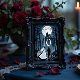 Enchanted Gothic Spooky Wedding Couple Forest Bordsnummer