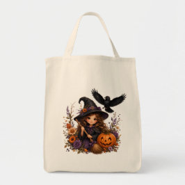 Enchanted Halloween Night Witch, Raven & Pumpkin Tygkasse