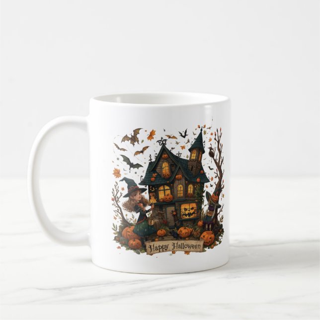 Enchanted Haunted House Halloween Kaffemugg (Vänster)
