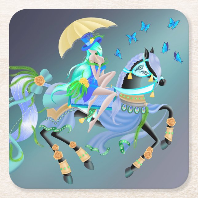 Enchanted Horse Ride Underlägg Papper Kvadrat (Framsidan)