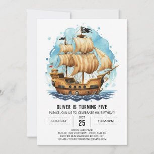 Enchanted Jolly Roger Frakt Pirat Birthday Inbjudningar