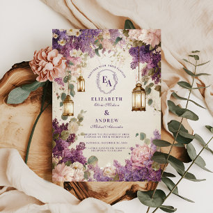 Enchanted Lantern Lilac Blommigt Bröllop Inbjudningar