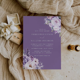 Enchanted Lavender Lila Blommigt Bröllop Inbjudningar