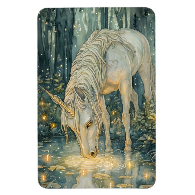 Enchanted Magical Unicorn Fireflies Forest Magnet (Vertikal)