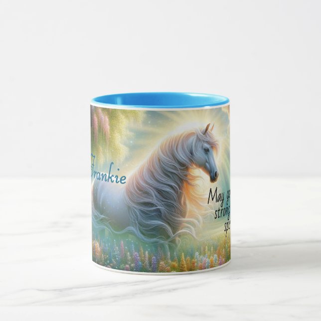 Enchanted Meadow White Horse Mug Mugg (Center)