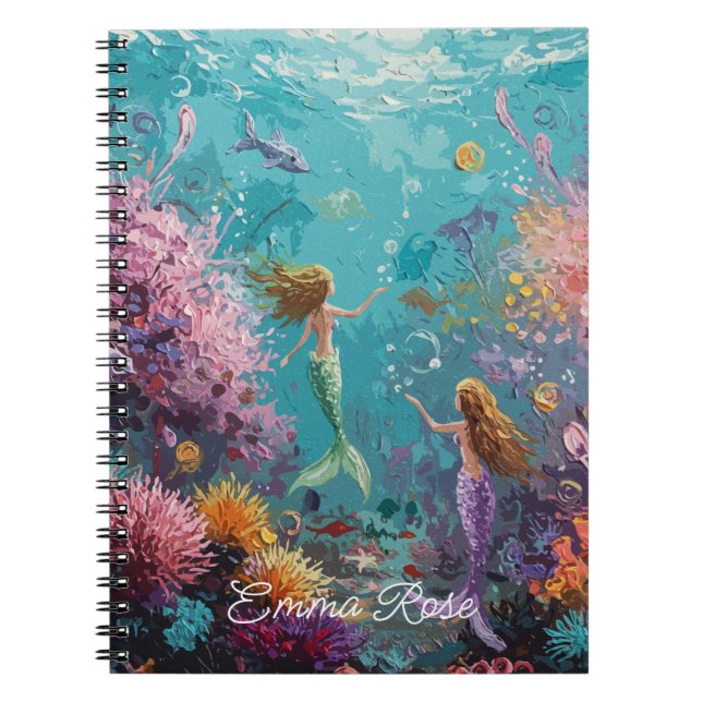 Enchanted Mermaid Underwater Scene Anteckningsbok (Framsidan)
