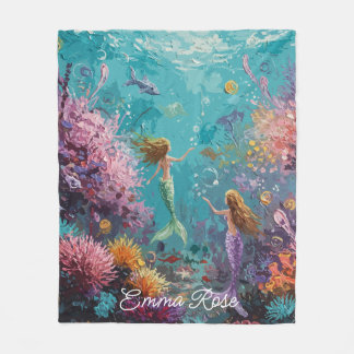 Enchanted Mermaid Underwater Scene Fleecefilt