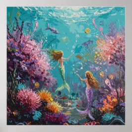 Enchanted Mermaid Underwater Scene Poster
