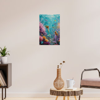 Enchanted Mermaid Underwater Scene Poster