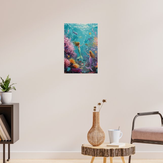Enchanted Mermaid Underwater Scene Poster (Vardagsrum 3)