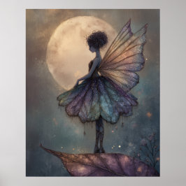 Enchanted Moonlight Fairy Watercolor Fantasy Art Poster