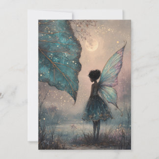 Enchanted Moonlit Leaf Fairy Watercolor Fantasy Inbjudningar