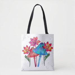Enchanted Mushroom Garden Tote Bag Tygkasse