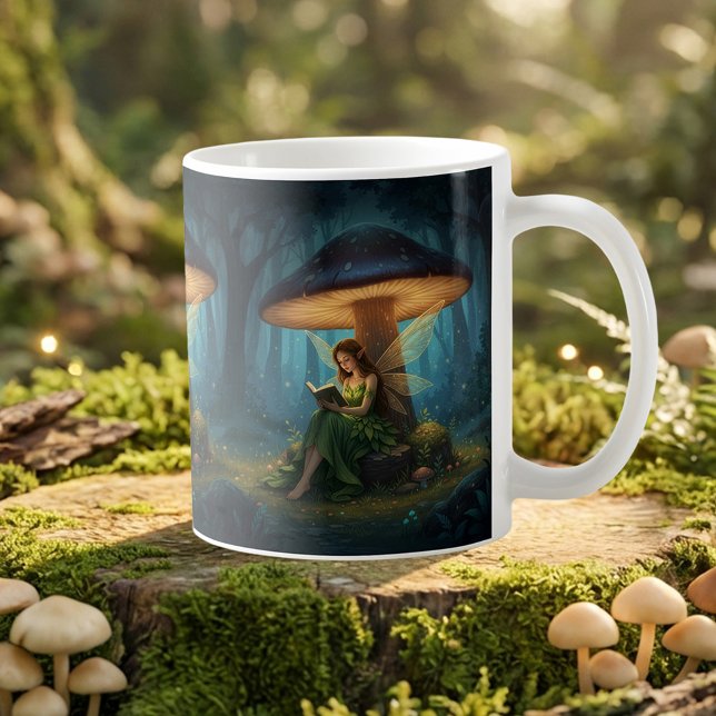 Enchanted Night Fairy Reading a Book Kaffemugg (Skapare uppladdad)