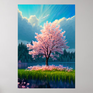 Enchanted Oasis, Quiet Sakura Träd Poster