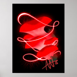 Enchanted Oyster Glowing Red Mushroom Poster