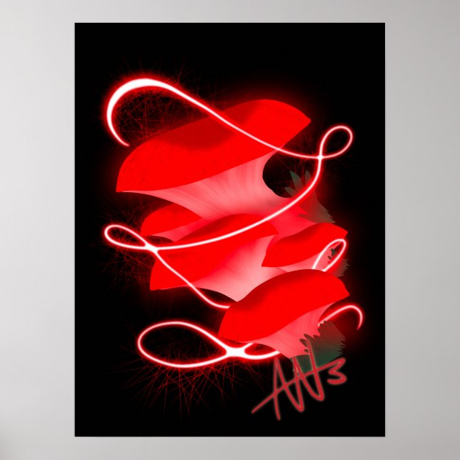 Enchanted Oyster Glowing Red Mushroom Poster (Framsidan)