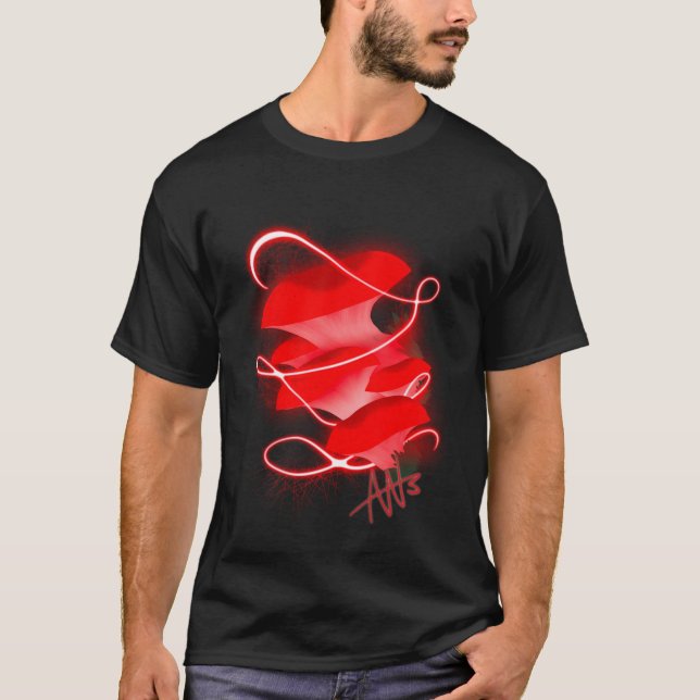 Enchanted Oyster Glowing Red Mushroom T Shirt (Framsida)