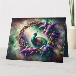 Enchanted Peacock Floral Wreath Kort
