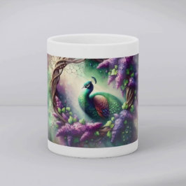 Enchanted Peacock Floral Wreath Mugg