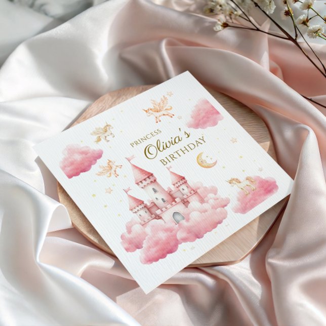 Enchanted Pink Princess Girl Birthday Pappersservett (Skapare uppladdad)