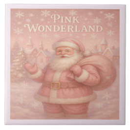 Enchanted Pink Wonderland Santa Ceramic Tile Kakelplatta