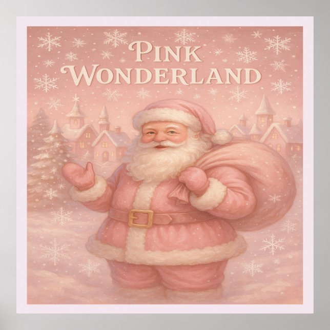Enchanted Pink Wonderland Santa Poster (Framsidan)