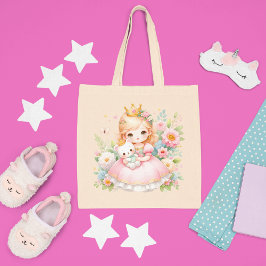 Enchanted Princess & Bear - Anpassadet Namn Tygkasse