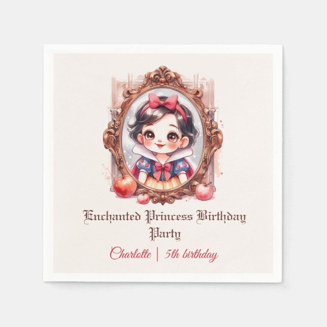 Enchanted Princess Birthday Invitation Snow White Pappersservett (Framsidan)