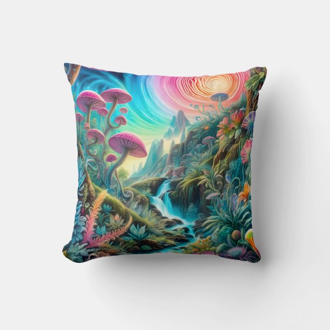 Enchanted Psychedelic Dreamscape Kudde (Framsida)