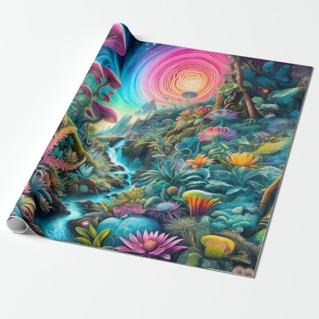Enchanted Psychedelic Dreamscape Presentpapper (Utrullad)
