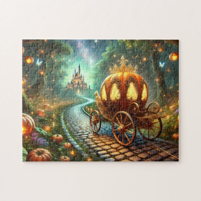 Enchanted Pumpkin Carriage Forest Path Pussel (Horisontell)