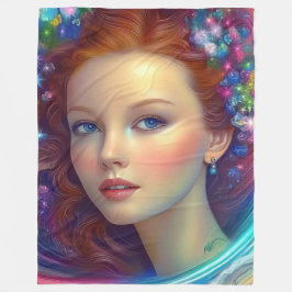 Enchanted Rainbow Hair Porträtt Fleecefilt