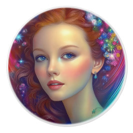 Enchanted Rainbow Hair Porträtt Knopp