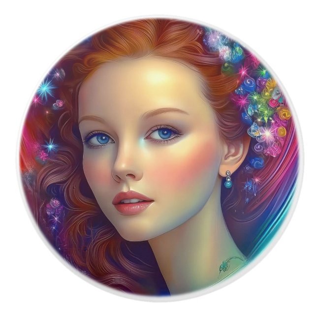 Enchanted Rainbow Hair Porträtt Knopp (Framsidan)