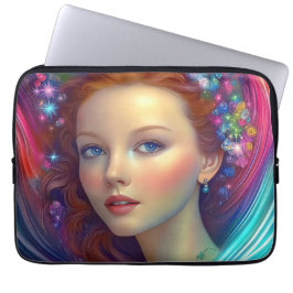 Enchanted Rainbow Hair Porträtt Laptop Fodral