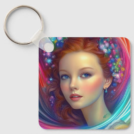 Enchanted Rainbow Hair Porträtt Nyckelring