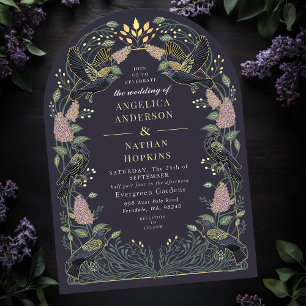 Enchanted Raven Lilac Gothic Bröllop Ach Inbjudningar
